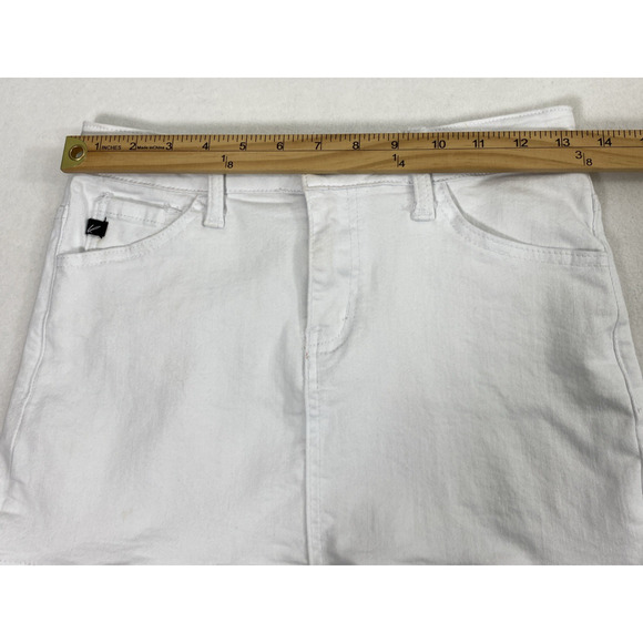Kancan White Denim Skirt Womens Small Raw Hem Flounce Ruffle Pockets Festival - Picture 6 of 9